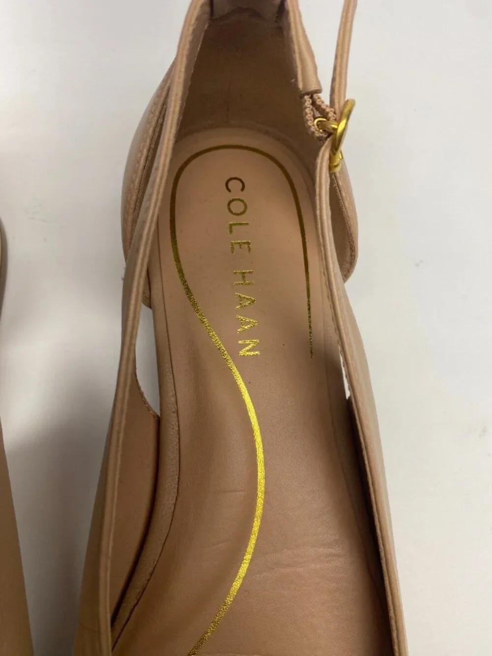 Cole Haan Womens Bria Cutout Flat In Brush Square Toe Leather Flat Sz 6 B